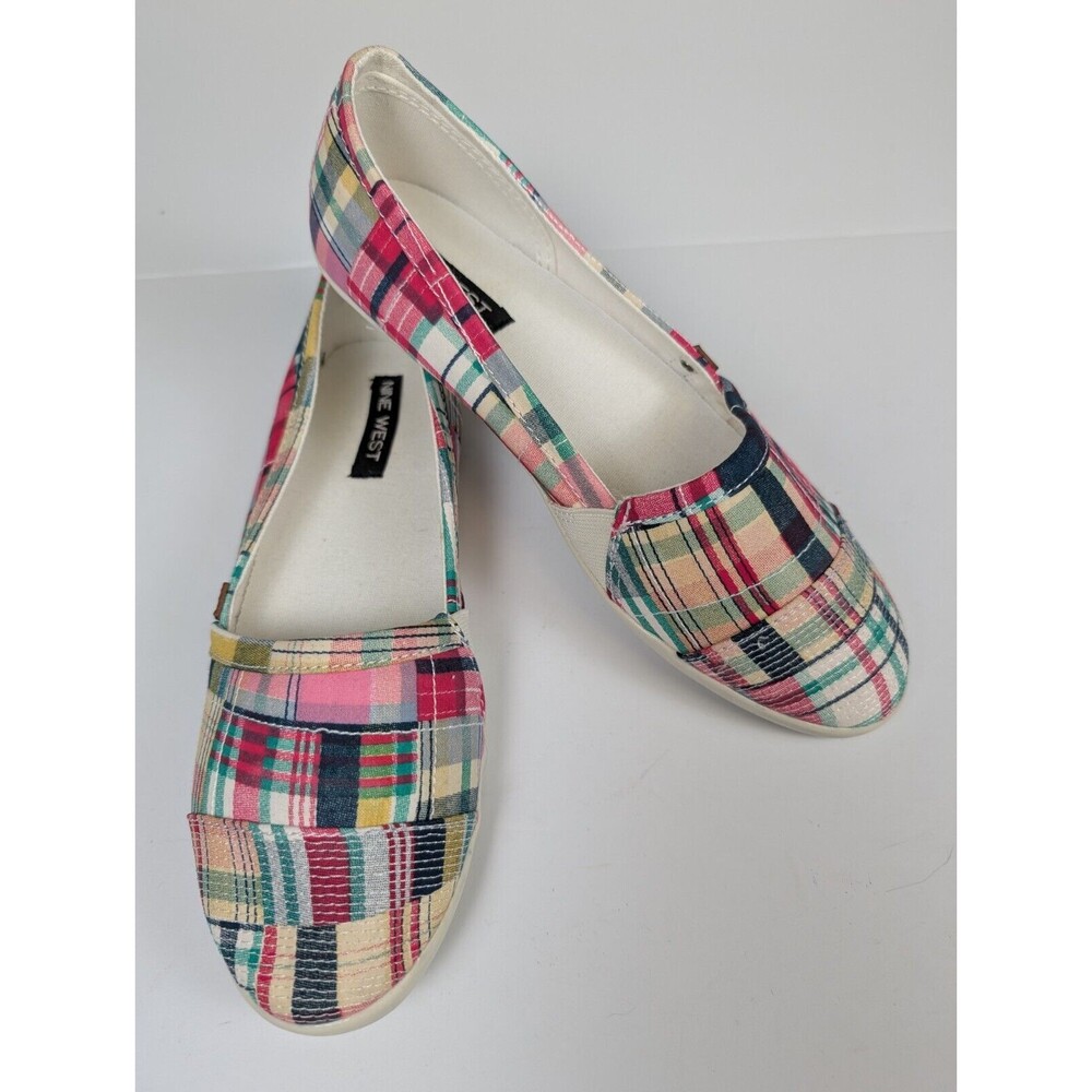 Nine West Shoes Flats Patchwork Quilt Loafers Slip On Size 7.5 M Round Toe